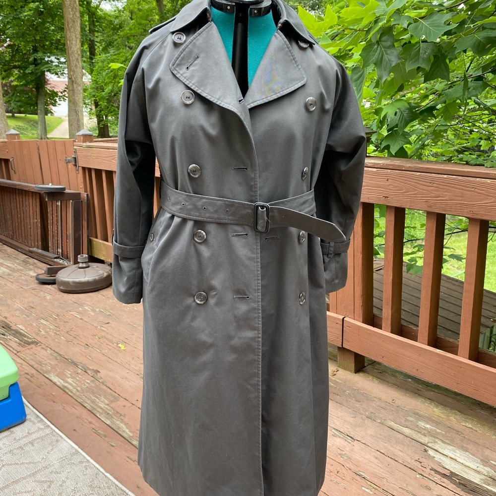 Burberry Gray Trench Coat Nova check 4 petite excellent price firm